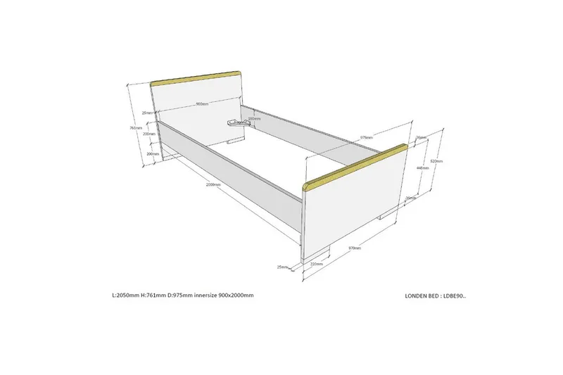 London Sängram - Antracit - Möbler - Säng - Sängram & sängstomme
