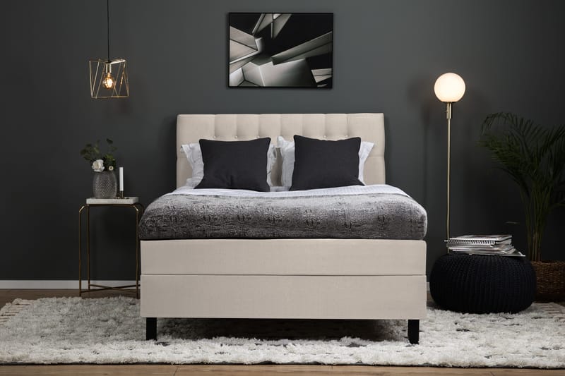 Lucky Komplett Sängpaket 120x200 Memory Diamant Sänggavel - Beige - Möbler - Säng - Kontinentalsäng