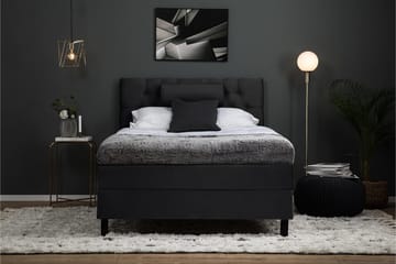 Lucky Komplett Sängpaket 120x200 Memory Diamant Sänggavel - Nackkudde Stor Svart/Grå - Möbler - Säng - Kontinentalsäng