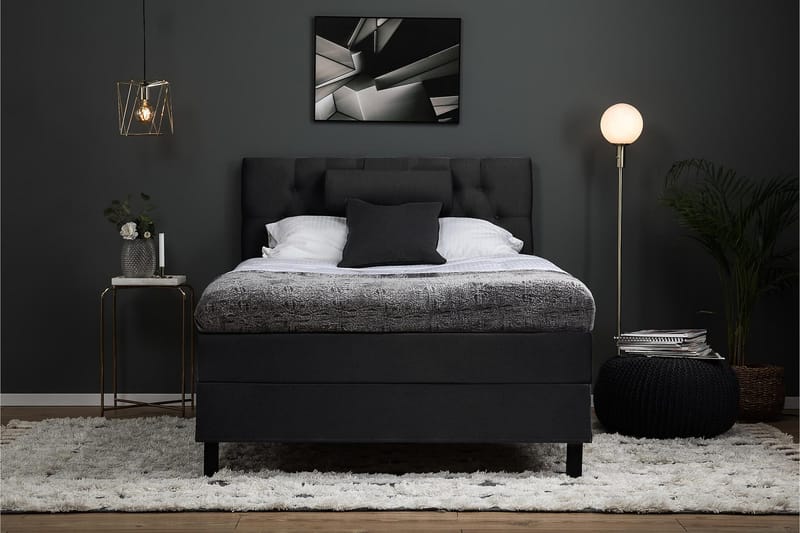Lucky Komplett Sängpaket 120x200 Skum Diamant - Nackkudde Stor Svart/Grå - Möbler - Säng - Kontinentalsäng