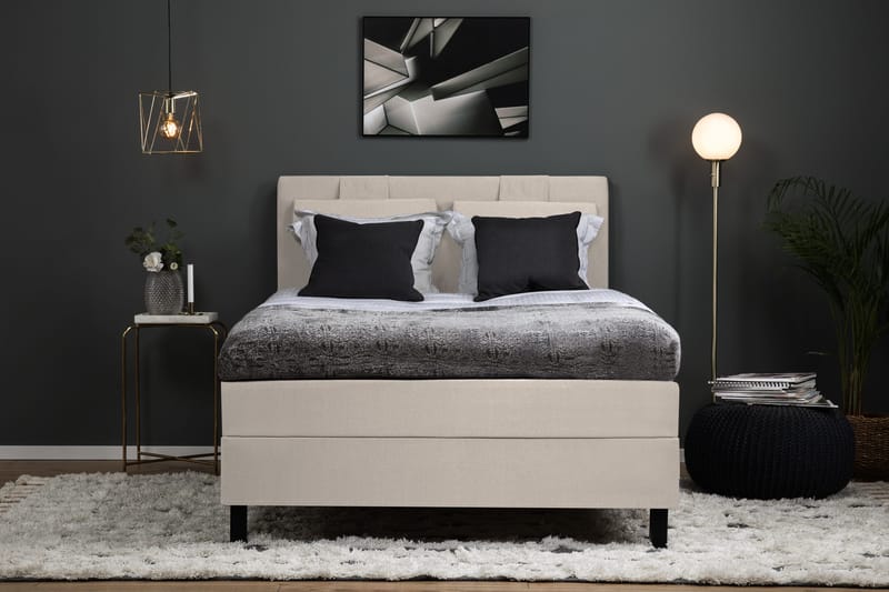 Lucky Komplett Sängpaket 120x200 Skum Slät Sänggavel - Beige - Möbler - Säng - Kontinentalsäng