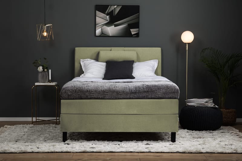 Lucky Komplett Sängpaket 120x200 Skum Slät Sänggavel - Nackkudde Stor Grön - Möbler - Säng - Kontinentalsäng
