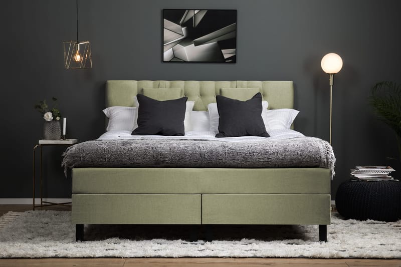 Lucky Komplett Sängpaket 160x200 Latex Diamant Sänggavel - Nackkudde Liten Grön - Möbler - Säng - Kontinentalsäng