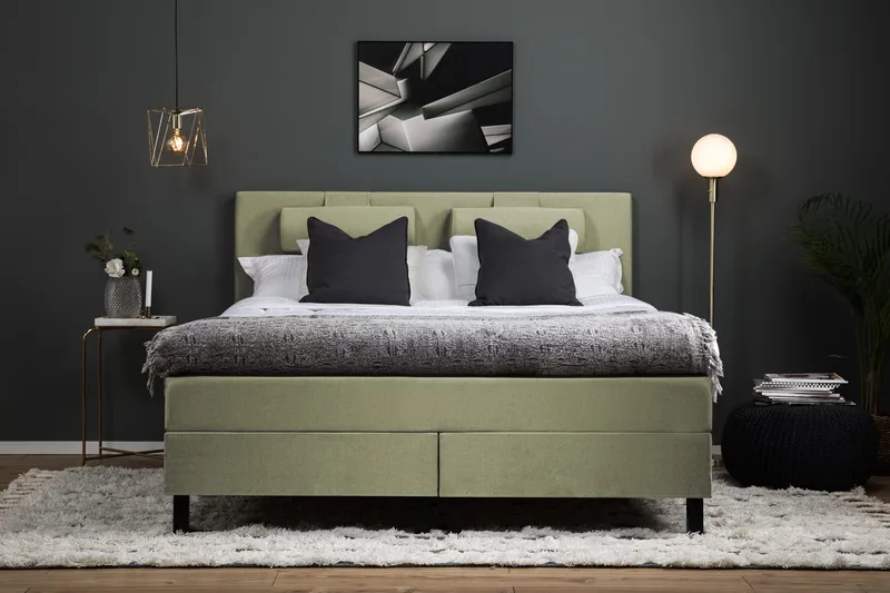 Lucky Komplett Sängpaket 160x200 Latex Slät Sänggavel - Nackkudde Stor Grön - Möbler - Säng - Kontinentalsäng