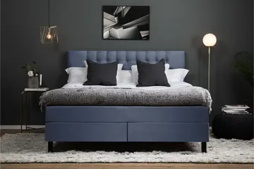 Lucky Komplett Sängpaket 160x200 Memory Diamant Sänggavel - Mörkblå - Möbler - Säng - Kontinentalsäng