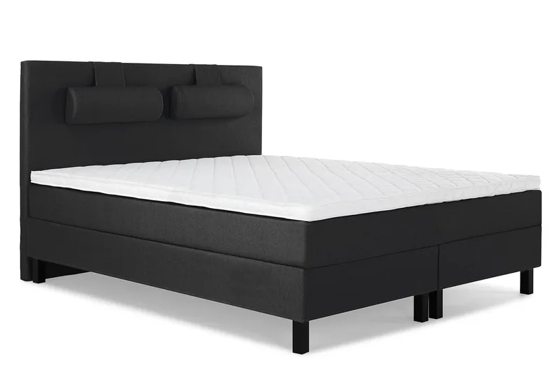 Lucky Komplett Sängpaket 160x200 Skum Slät - Nackkudde Stor Svart/Grå - Möbler - Säng - Kontinentalsäng