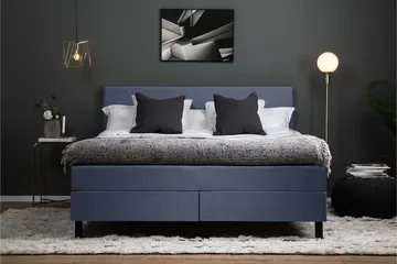 Lucky Komplett Sängpaket 160x200 Skum Slät Sänggavel - Mörkblå - Möbler - Säng - Kontinentalsäng