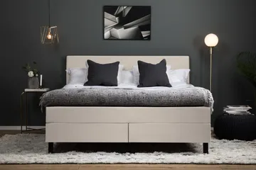 Lucky Komplett Sängpaket 160x200 Polyeter Slät Sänggavel - Beige - Möbler - Säng - Kontinentalsäng
