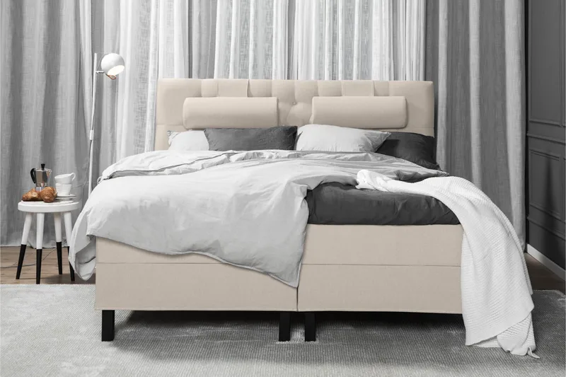 Lucky Komplett Sängpaket 180x200 Latex Diamant Sänggavel - Beige - Möbler - Säng - Kontinentalsäng