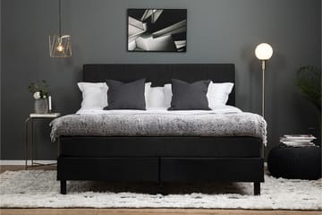 Lucky Komplett Sängpaket 180x200 Latex Slät - Svart/Grå/PU - Möbler - Säng - Kontinentalsäng