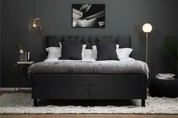 Lucky Komplett Sängpaket 180x200 Memory Diamant Sänggavel - Nackkudde Liten Svart/Grå - Möbler - Säng - Kontinentalsäng