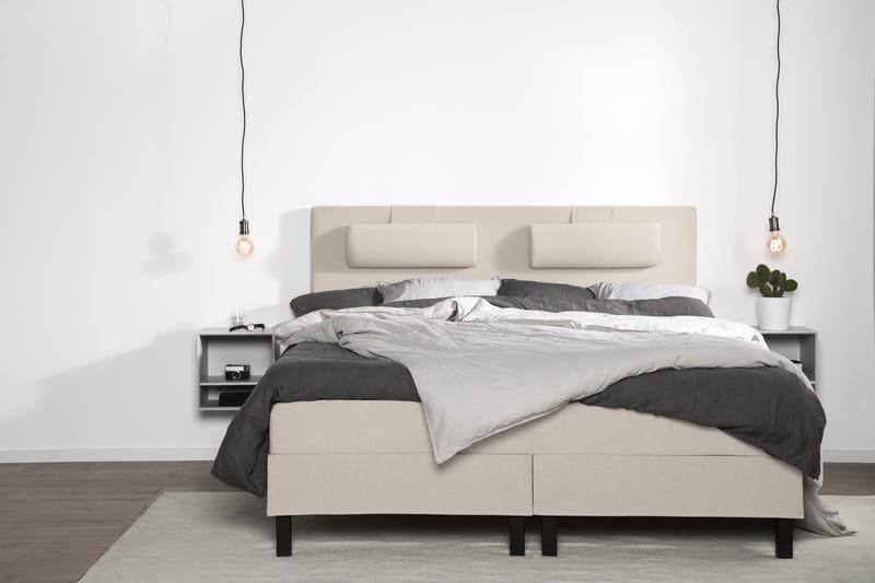 Lucky Komplett Sängpaket 180x200 Memory Slät Sänggavel - Nackkudde Stor Beige - Möbler - Säng - Kontinentalsäng
