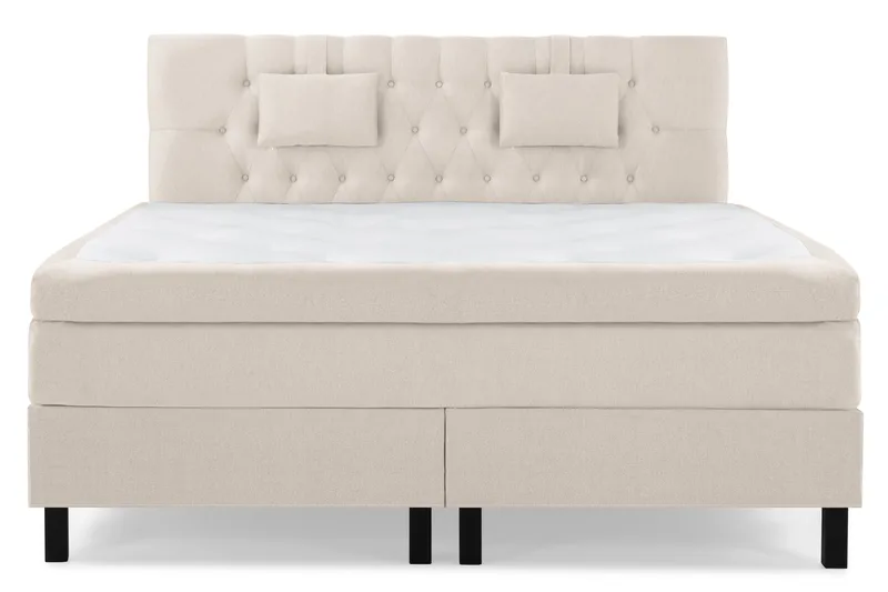 Lucky Komplett Sängpaket 180x200 Polyeter Diamant Sänggavel - Nackkudde Liten Beige - Möbler - Säng - Kontinentalsäng