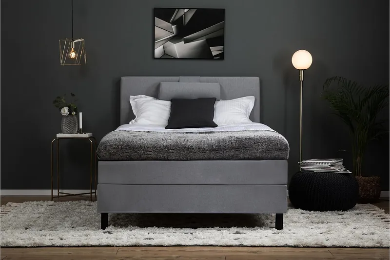 Lucky Sängpaket 120x200 Polyeter Slät - Grå - Möbler - Säng - Kontinentalsäng