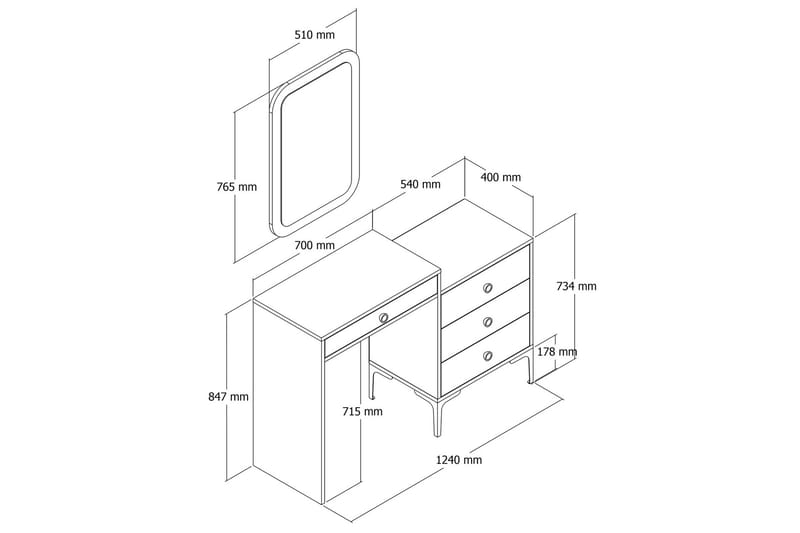Ameias Möbelset För Sovrum Brun - Hanah Home - Möbler - Säng - Möbelset för sovrum