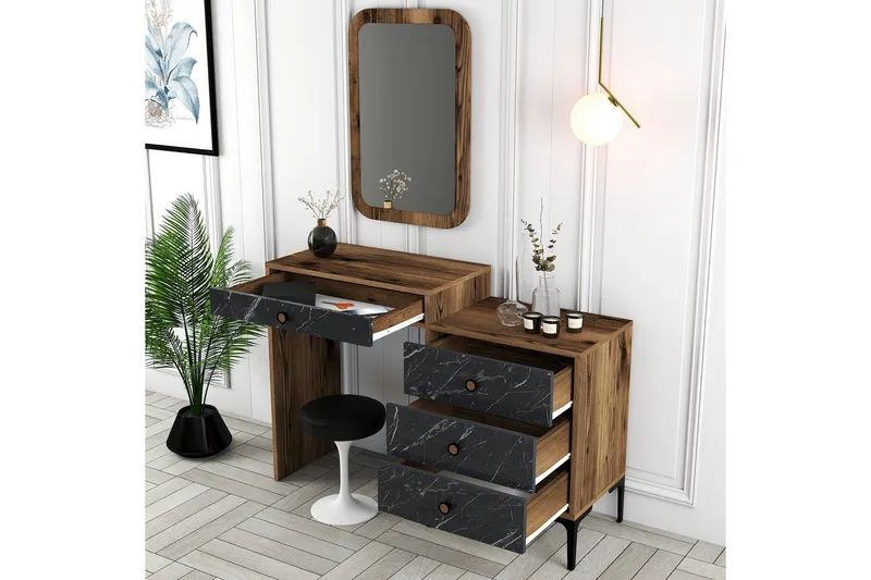 Ameias Möbelset För Sovrum Brun/Svart - Hanah Home - Möbler - Säng - Möbelset för sovrum