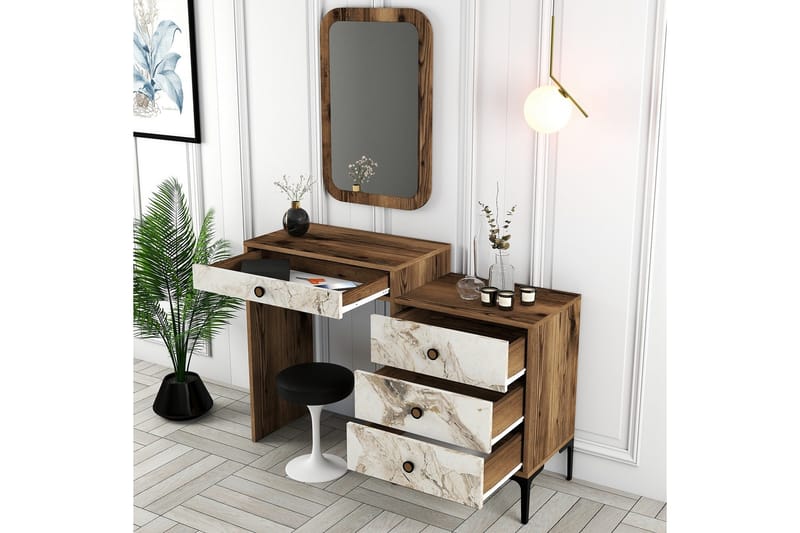 Ameias Möbelset För Sovrum Brun/Vit - Hanah Home - Möbler - Säng - Möbelset för sovrum