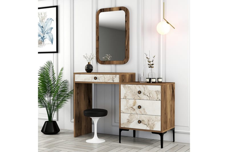 Ameias Möbelset För Sovrum Brun/Vit - Hanah Home - Möbler - Säng - Möbelset för sovrum