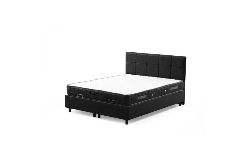 Madrass, Botten & Sänggavel för Enkel Säng Sudalmuni set antracit, 90 x 114 x 190 cm