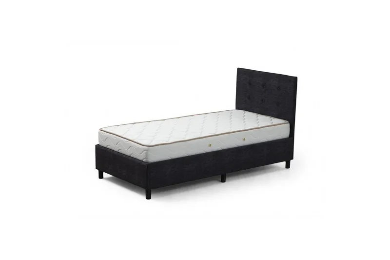 Madrass, Botten & Sänggavel för Enkel Säng Pilode Set Antracit, 120 x 107 x 204 cm