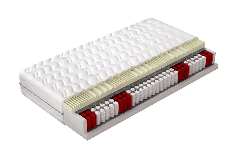 Memory Comfort Madrass 200x200x20 cm, Röd/Vit