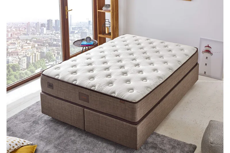 Resårmadrass 120x200 cm, Vit/Beige