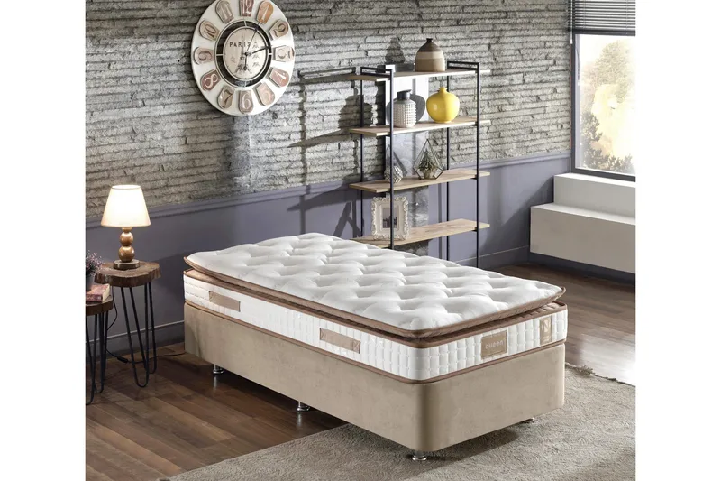 Resårmadrass 120x200 cm, Vit/Brun