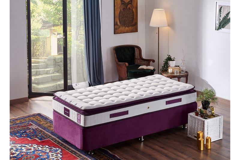 Resårmadrass 120x200 cm - Vit/Lila - Möbler - Säng - Madrass - Resårmadrass & resårbotten
