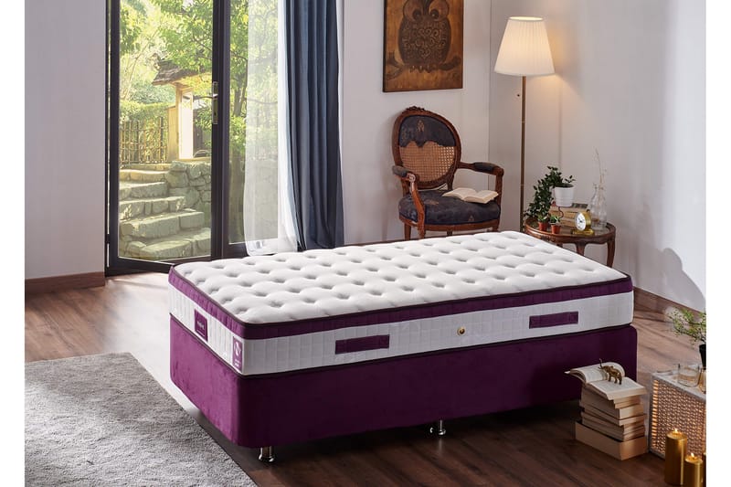 Resårmadrass 120x200 cm - Vit/Lila - Möbler - Säng - Madrass - Resårmadrass & resårbotten