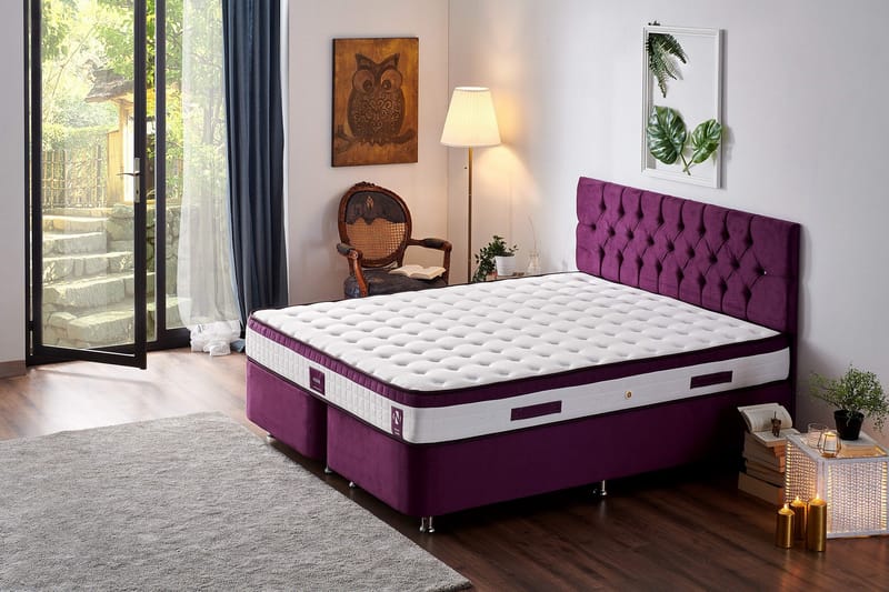 Resårmadrass 140x190 cm - Vit/Lila - Möbler - Säng - Madrass - Resårmadrass & resårbotten