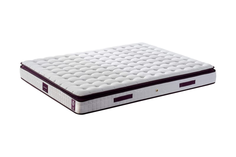 Resårmadrass 140x200 cm, Vit/Lila