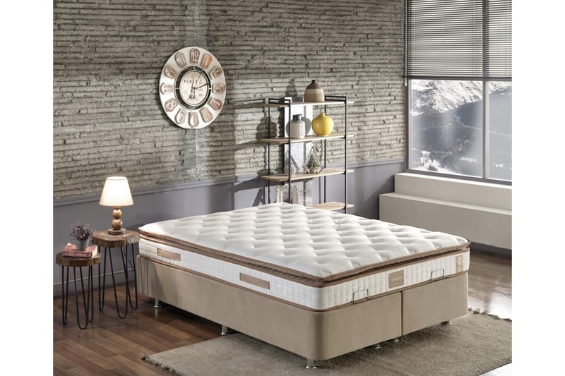 Resårmadrass 150x200 cm, Vit/Brun