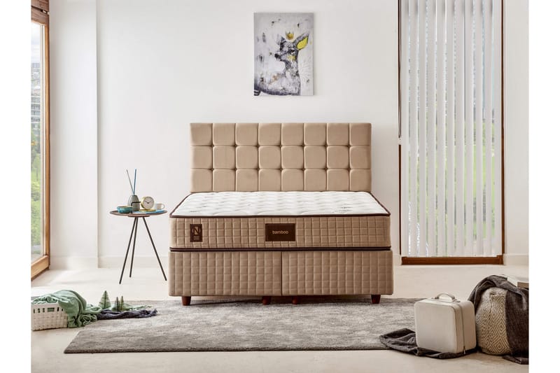 Resårmadrass 200x200 cm - Vit/Beige - Möbler - Säng - Madrass - Resårmadrass & resårbotten