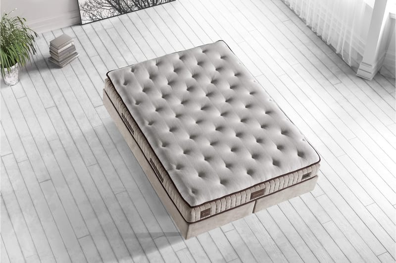 Resårmadrass 200x200 cm - Vit/Brun - Möbler - Säng - Madrass - Resårmadrass & resårbotten
