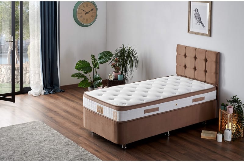 Resårmadrass 90x190 cm - Vit/Brun - Möbler - Säng - Madrass - Resårmadrass & resårbotten