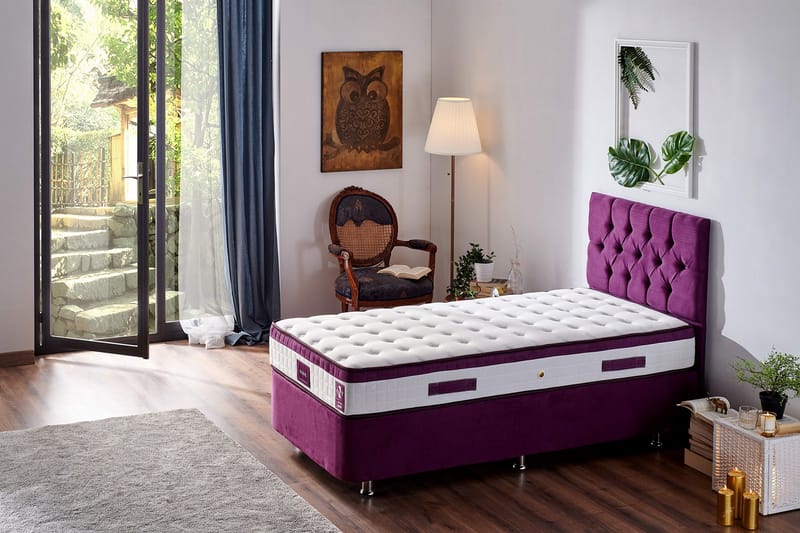 Resårmadrass 90x190 cm - Vit/Lila - Möbler - Säng - Madrass - Resårmadrass & resårbotten