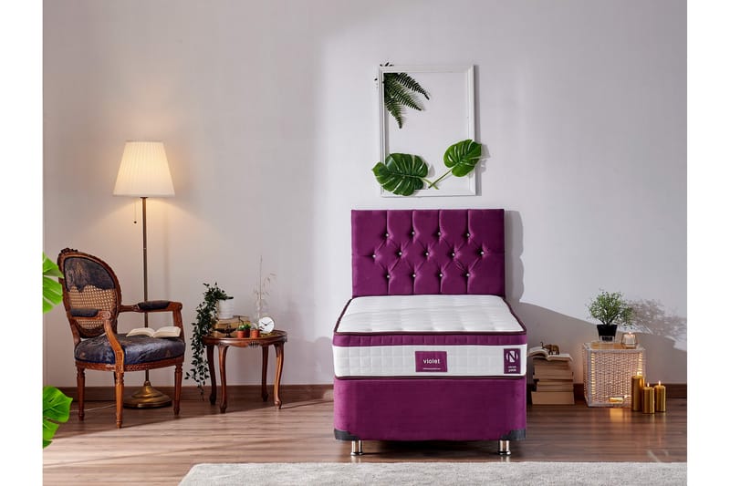 Resårmadrass 90x190 cm - Vit/Lila - Möbler - Säng - Madrass - Resårmadrass & resårbotten