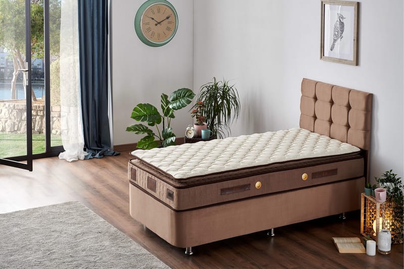 Resårmadrass 90x200 cm - Vit/Brun - Möbler - Säng - Madrass - Resårmadrass & resårbotten