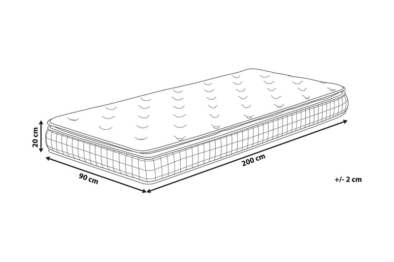 Resårmadrass Socourt 90x200 cm Fast Memoryskum - Vit - Möbler - Säng - Madrass - Resårmadrass & resårbotten