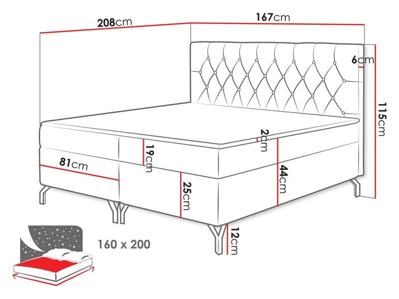 Mavik Sängpaket Kontinentalsäng med förvaring 160x200 cm - beige - Möbler - Säng - Kontinentalsäng