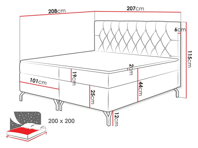 Mavik Sängpaket Kontinentalsäng med förvaring 200x200 cm - beige - Möbler - Säng - Kontinentalsäng