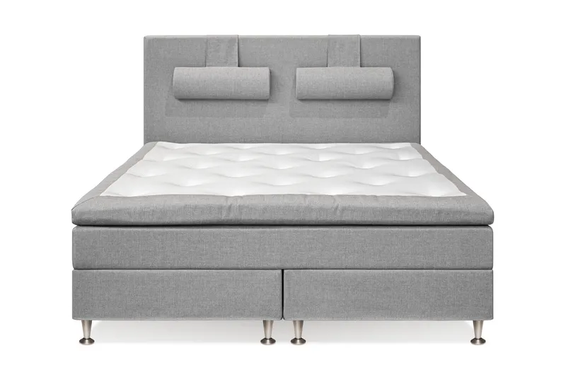 Meja Komplett Sängpaket – Kontinentalsäng 160x200 cm i Tyg med Sänggavel + Bäddmadrass med Fasthetsgrad Fast - Ljusgrå - Möbler - Säng - Kontinentalsäng