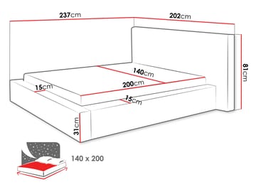 Melor Sängram 140x200 cm - svart - Möbler - Säng - Säng med förvaring