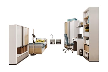 Metropolitan Möbelset För Sovrum - Brun/Vit/Ljusgrå/Svart - Möbler - Säng - Möbelset för sovrum