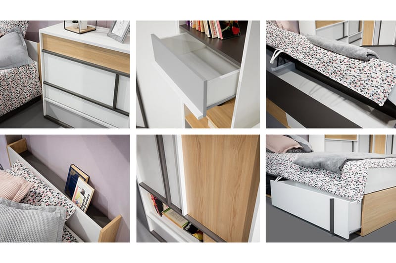 Metropolitan Möbelset För Sovrum - Brun/Vit/Ljusgrå/Svart - Möbler - Säng - Möbelset för sovrum