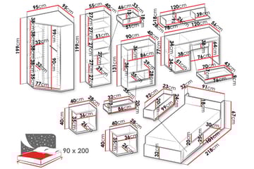 Metropolitan Möbelset För Sovrum - Brun/Vit/Ljusgrå/Svart - Möbler - Säng - Möbelset för sovrum
