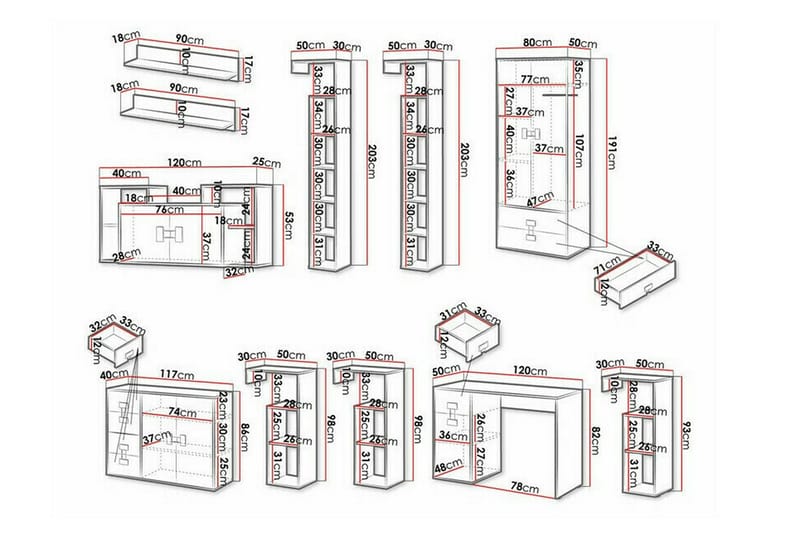 Castlebay Möbelset För Sovrum Brown - Möbler - Säng - Möbelset för sovrum