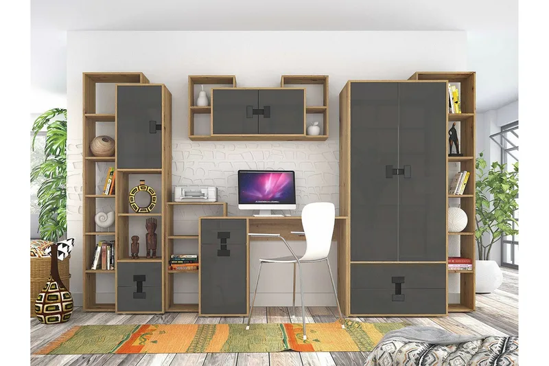 Castlebay Möbelset För Sovrum Grey High Gloss - Möbler - Säng - Möbelset för sovrum