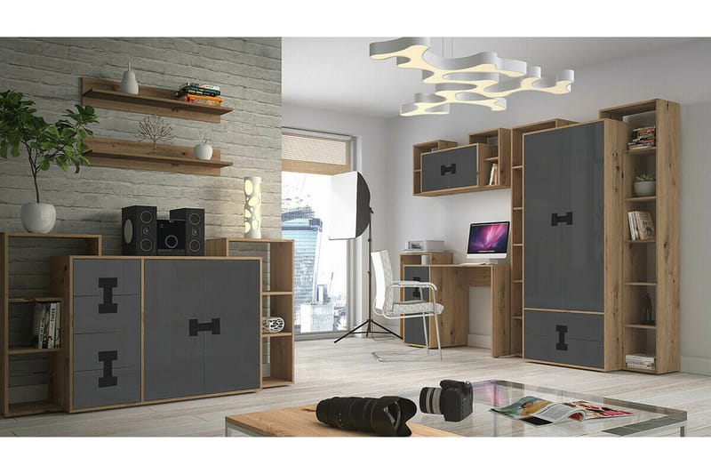 Castlebay Möbelset För Sovrum Grey High Gloss - Möbler - Säng - Möbelset för sovrum