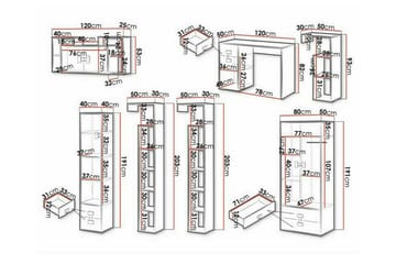 Castlebay Möbelset För Sovrum Grey High Gloss - Möbler - Säng - Möbelset för sovrum